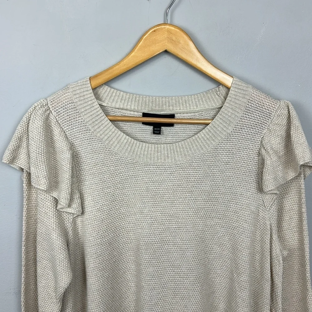Lane Bryant Long Ruffle-Sleeve Sweater in Oatmeal Sz 18/20